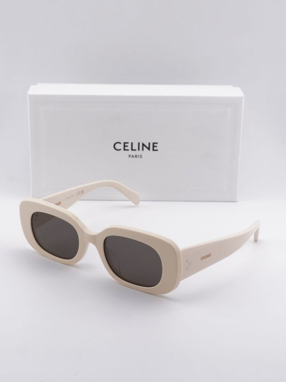 Celine CL40287U 25A Rectangle Sunglasses – Ivory / Grey